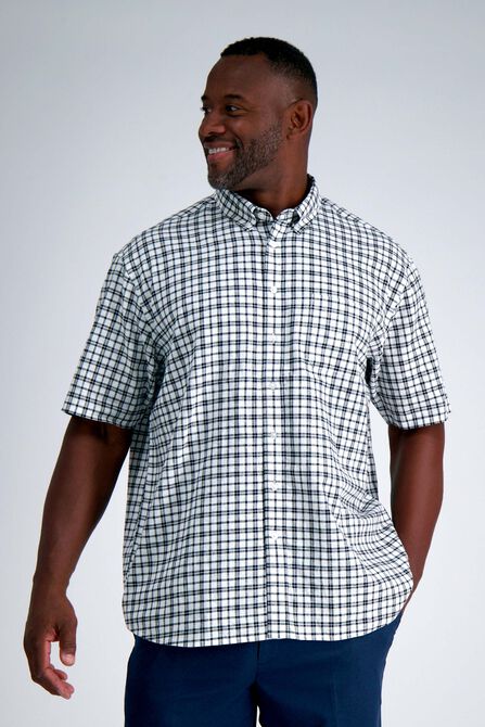 Big &amp; Tall Short Sleeve Button-Down Linen Shirt, White view# 1