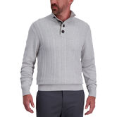 Herringbone Button Mock Neck Sweater, Flint Heather view# 1