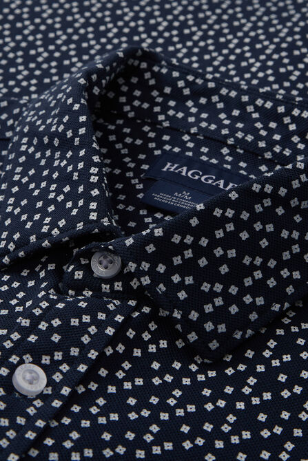Pique Button Down Shirt - Geo Ditsy, DARK BLUE view# 5