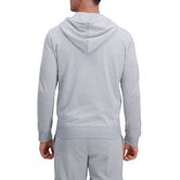 Full Zip Textured Fleece Hoodie Sweatshirt, Light Grey view# 2
