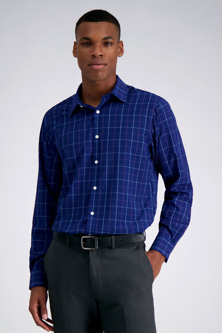 Smart Wash&trade; Dress Shirt - Navy Check, Navy view# 1