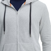 Full Zip Textured Fleece Hoodie Sweatshirt, Light Grey view# 3