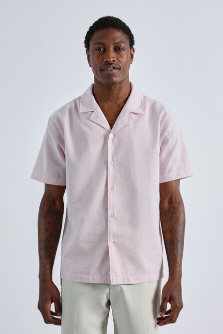 Short Sleeve Seersucker Camp Shirt, Pink view# 1