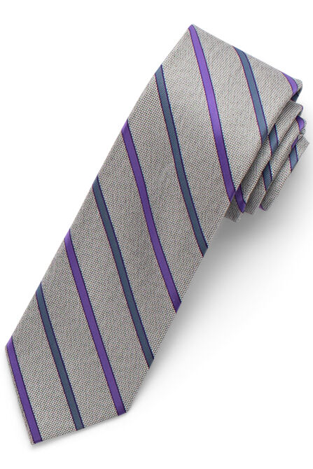 Heather Striped Tie, Purple view# 1