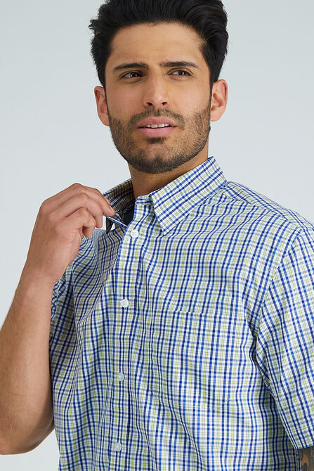 Woven Button Down Shirt - Multi Gingham, Yellow view# 3