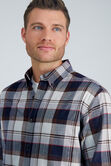 Long Sleeve Brushed Cotton Plaid Shirt, Brown Heather view# 4