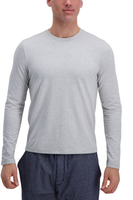 Heavyweight Long Sleeve Crewneck Tee, Heather Grey view# 1