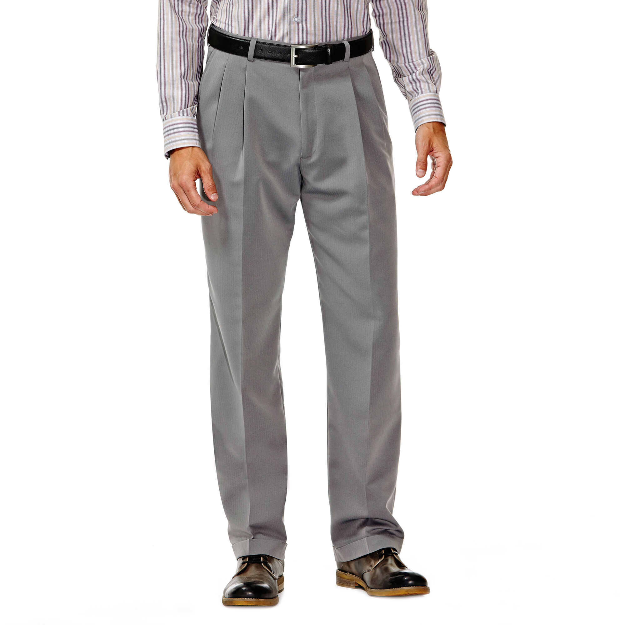 Haggar Smart Fiber Herringbone Dress Pant Grey (HD00280 Clothing Pants) photo