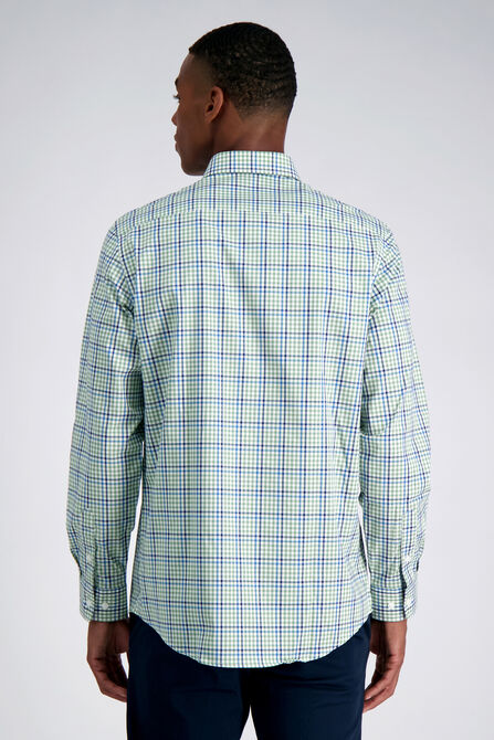 Premium Comfort Dress Shirt - White and Green Check, Olive view# 2