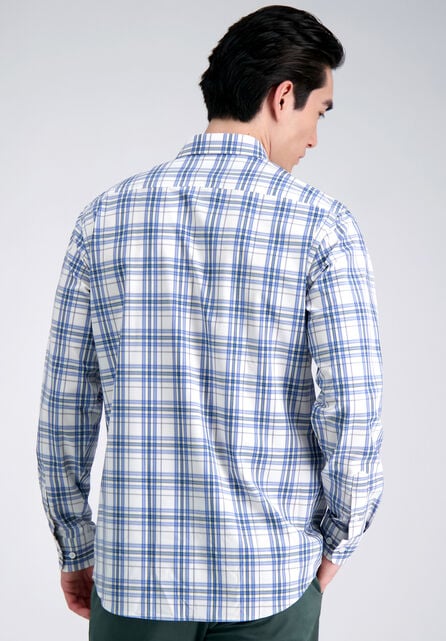 Smart Wash&trade; Dress Shirt - White &amp; Blue Plaid, Chinchilla