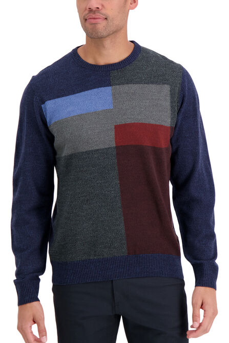 Soft Acrylic Patchwork Sweater, Navy view# 1