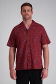 Short Sleeve Tropical Camp Shirt, Heather Burgundy view# 1