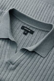 Big &amp; Tall Johnny Collar Ribbed Sweater, Heather Grey view# 4