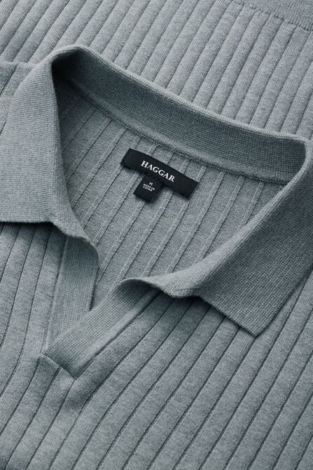 Big &amp; Tall Johnny Collar Ribbed Sweater, Heather Grey view# 4