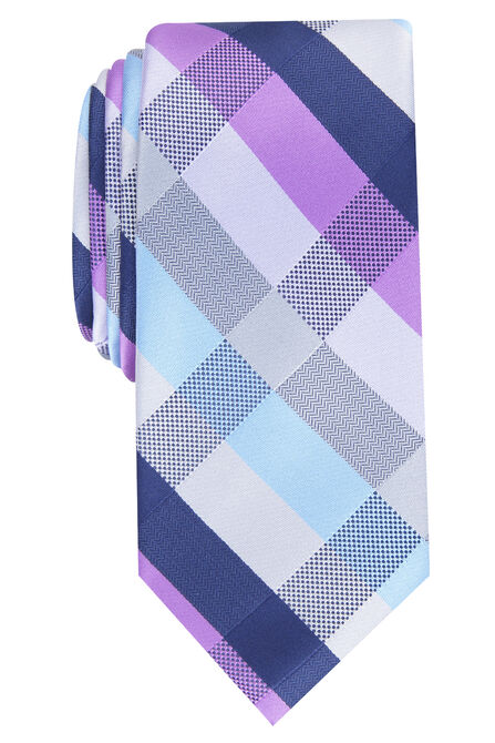 Clarence Plaid Tie, Purple view# 1