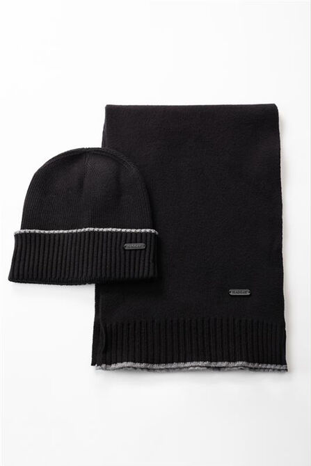 Wicking Beanie and Knit Scarf Set, Black view# 1