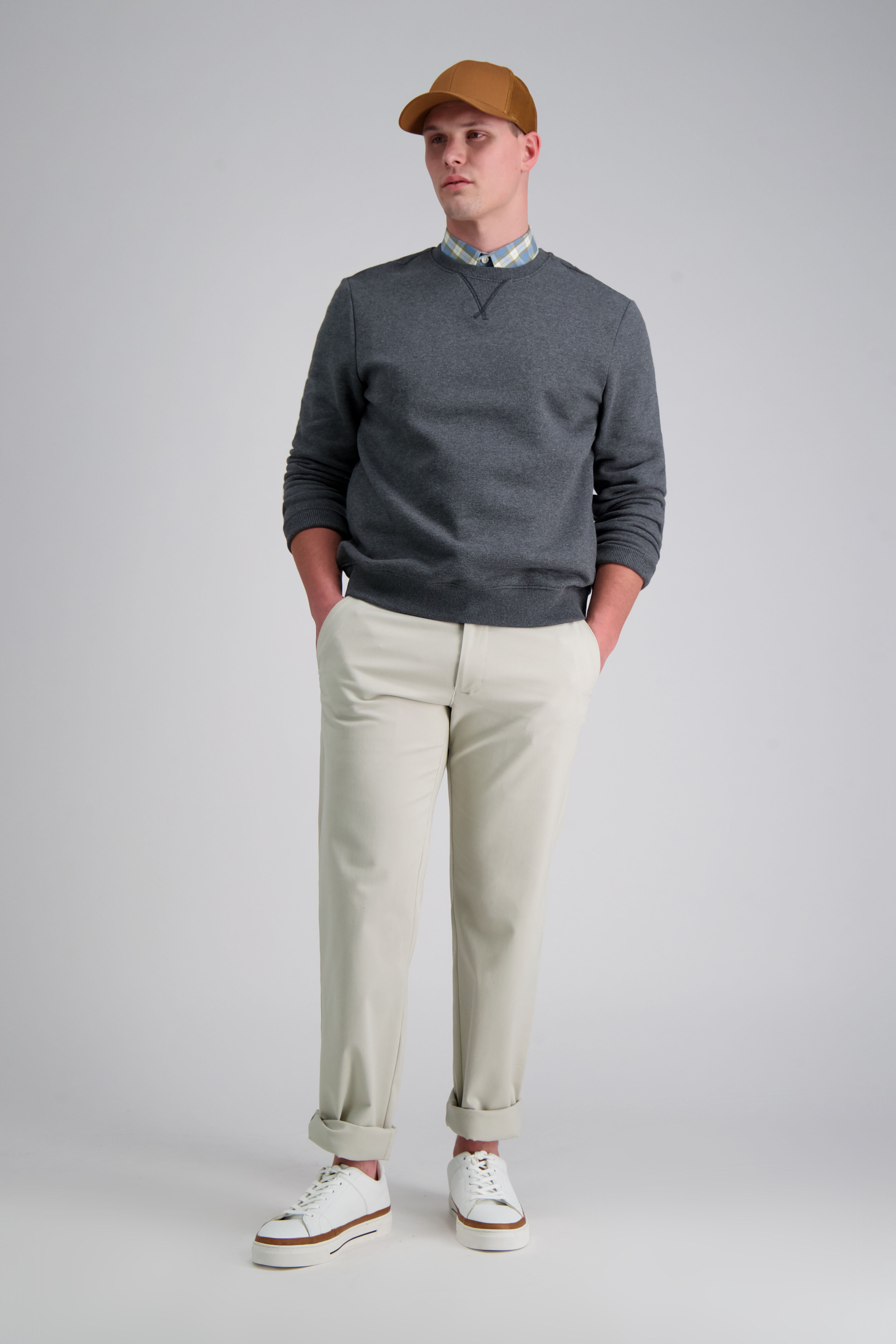 Gray sweater khaki pants on sale
