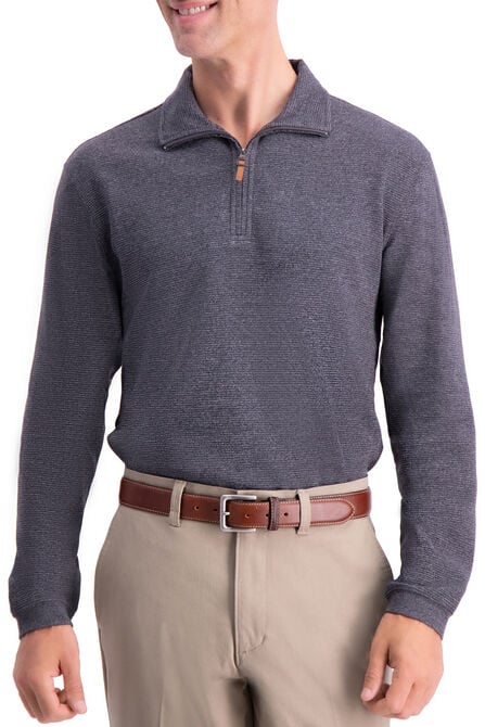 1/4 Zip Ribbed Sweater, Black Marl view# 1