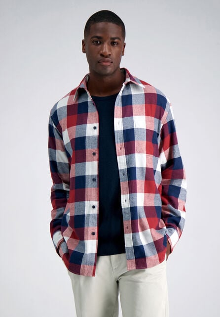 Long Sleeve Flannel Shirt, Red