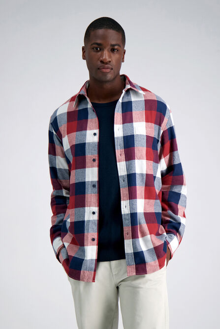 Long Sleeve Flannel Shirt, Red view# 1