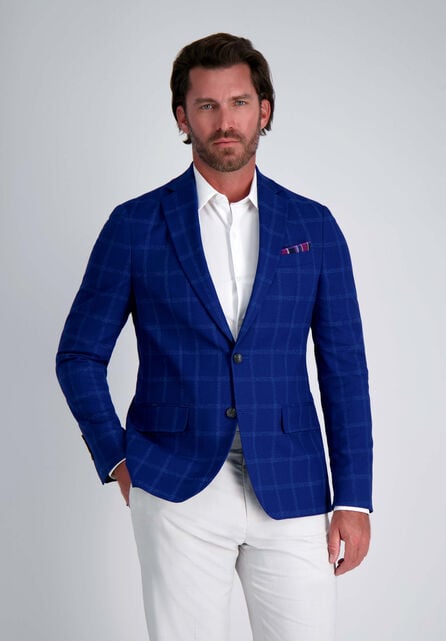 J.M. Haggar Slub Windowpane Sport Coat, Indigo