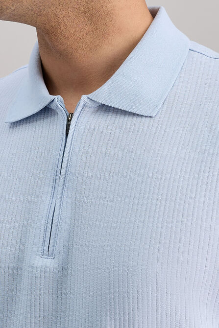 Premium Comfort Quarter Zip Jacquard Polo, Sky view# 2