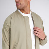 Stretch Gabardine Solid Full-Zip Bomber Jacket, Tan view# 4