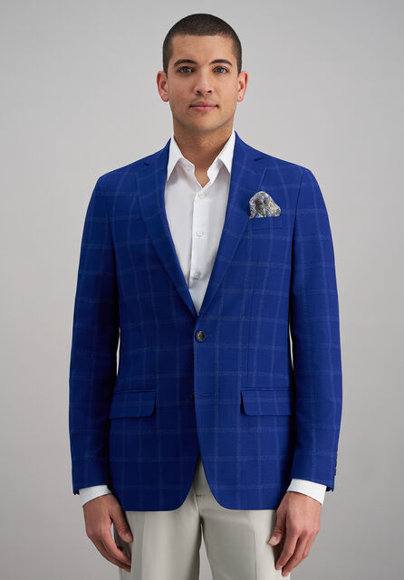 J.M. Haggar Slub Windowpane Sport Coat, Indigo
