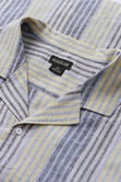 Short Sleeve Linen Stripe Camp Shirt, Yellow view# 4