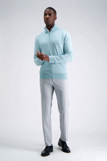 Long Sleeve Zip Sweater, Turquoise / Aqua view# 3