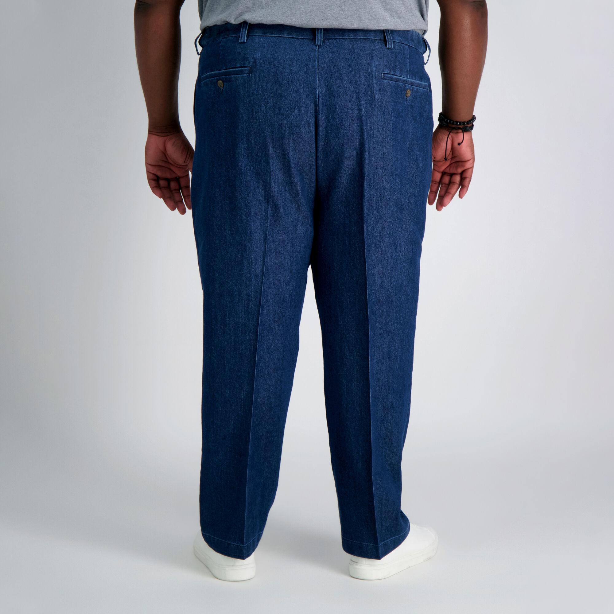Men's pleated shop front denim pants