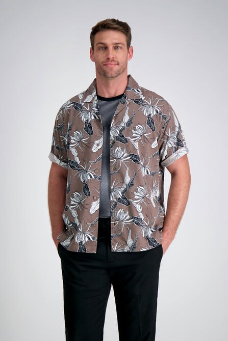 Short Sleeve Camp Shirt, Brown view# 1
