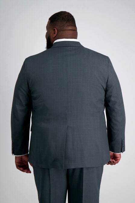 Big &amp; Tall Travel Performance Stria Tic Weave Suit Jacket, Dark Heather Grey view# 3