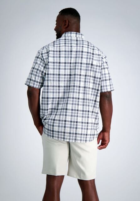 Big &amp; Tall Short Sleeve Button-Down Linen Shirt, Dark Grey