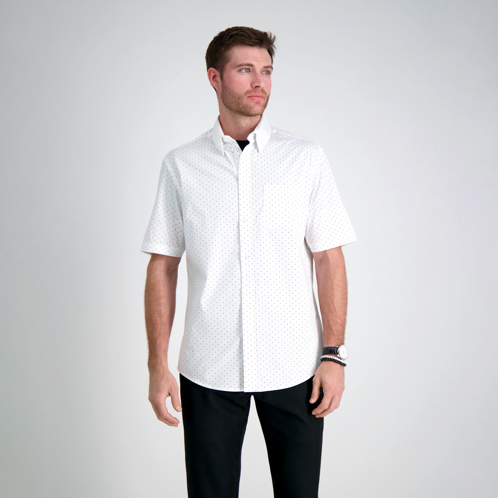 Haggar Urban Dot Shirt White (HW00410 Clothing Shirts & Tops) photo