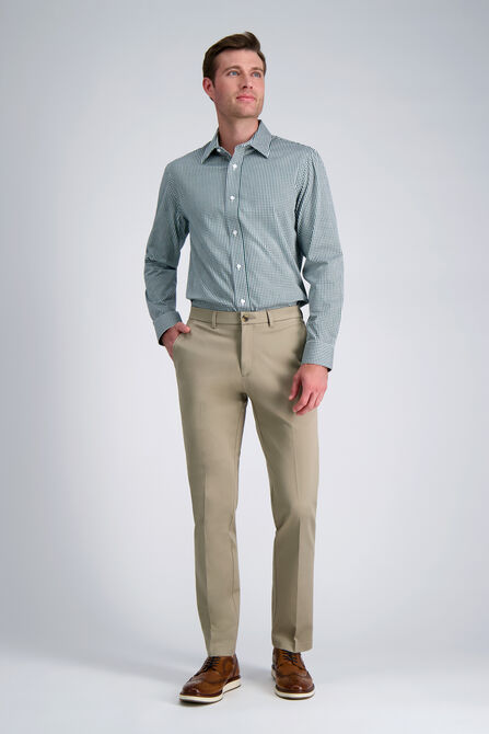 Premium Comfort Dress Shirt - Dark Green Plaid,  view# 3