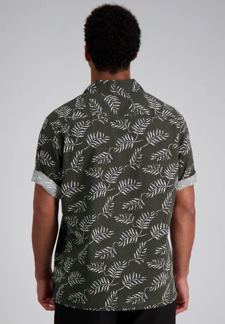 Short Sleeve Tropical Camp Shirt, Charcoal