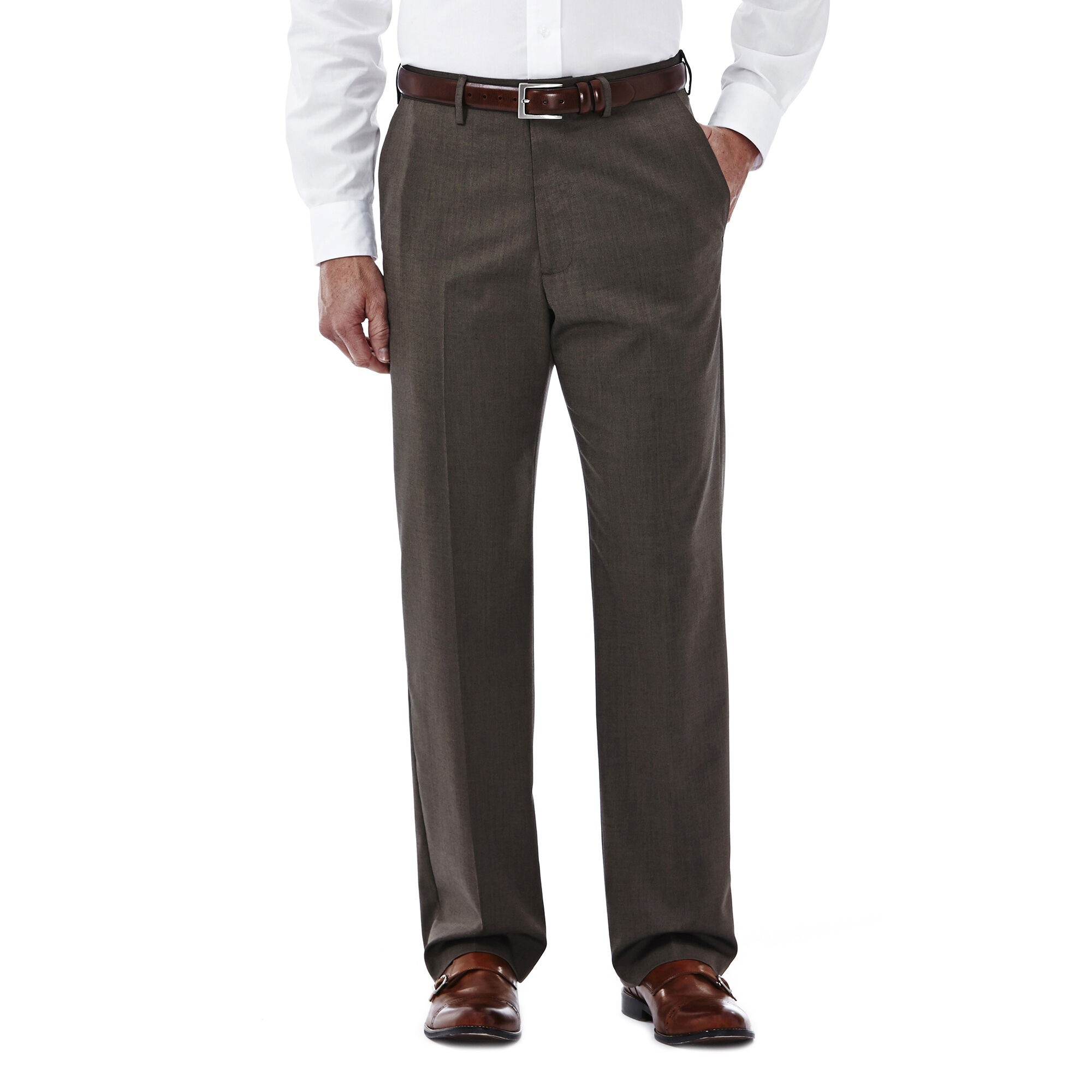 Haggar Premium Stretch Solid Dress Pant Medium Brown (HD00921 Clothing Pants) photo