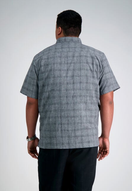 Big &amp; Tall Microfiber Plaid Shirt, Black Marl
