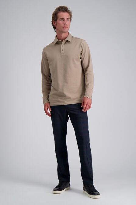 French Terry Polo Shirt, Khaki view# 3