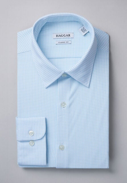 Smart Wash&reg; Dress Shirt - Blue Check, Sky