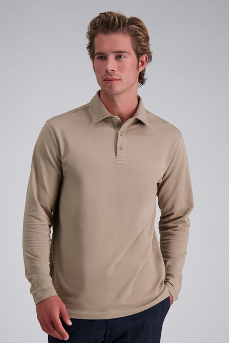 French Terry Polo Shirt, Khaki view# 1