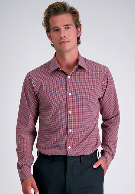 Smart Wash&trade; Dress Shirt - Red Check, Crimson