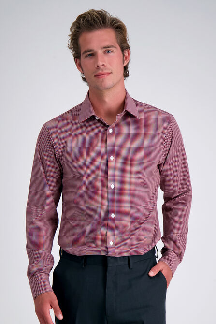 Smart Wash&trade; Dress Shirt - Red Check, Crimson view# 1