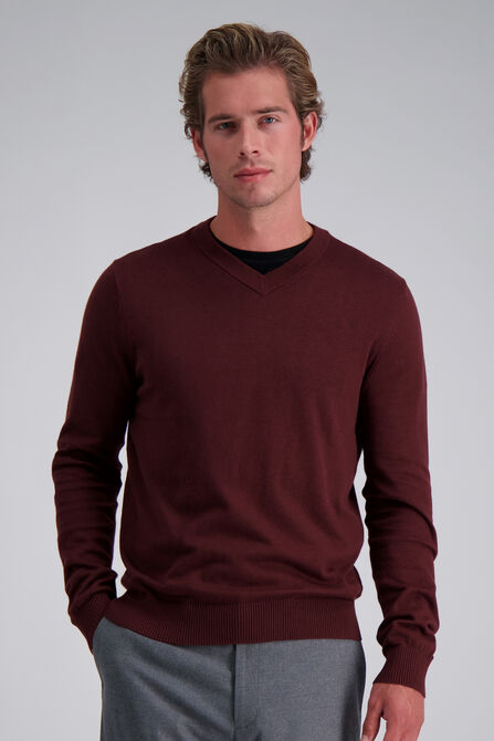 Long Sleeve V-Neck Sweater, Sangria view# 1