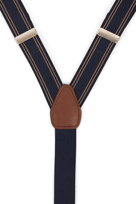 Stripe Y-Back Adjustable Clip Suspender, Heather Navy view# 2