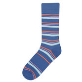 Multi Striped Blue Socks, BLUE view# 1
