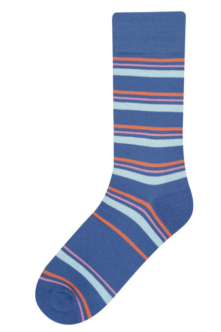 Multi Striped Blue Socks, BLUE view# 1