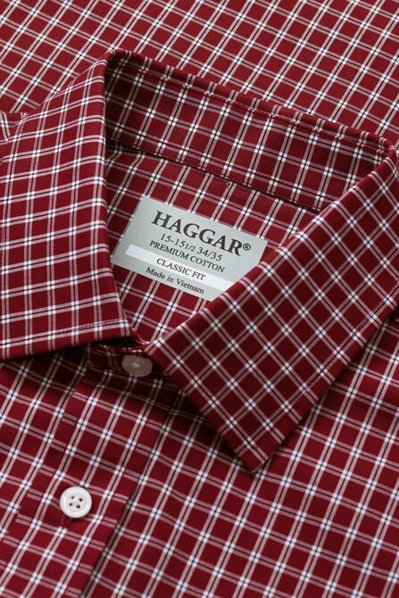 Premium Comfort Dress Shirt -  Dark Red Check, Red view# 4