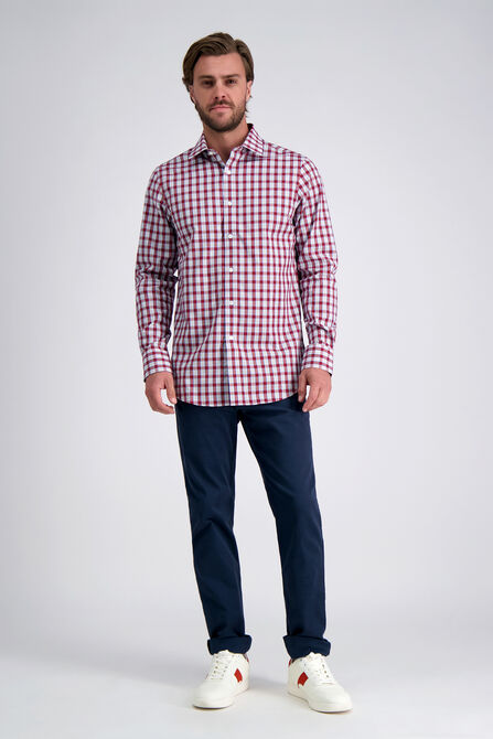 Premium Comfort Dress Shirt - White and Red Plaid, Navy view# 4